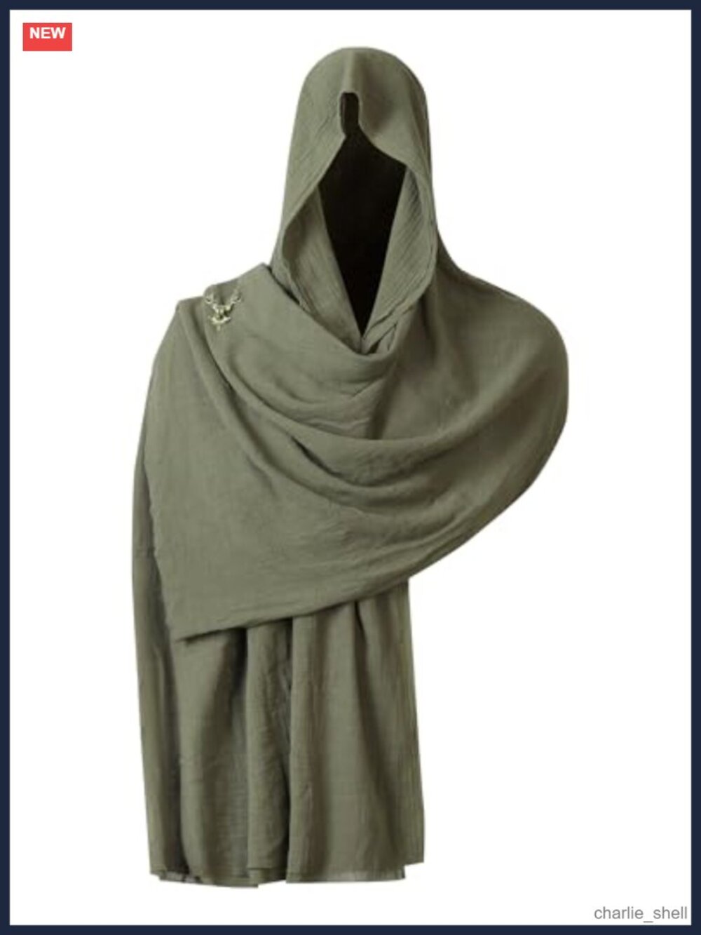 Renaissance Hooded Cowl Medieval Costume Shawl for Men Cotton